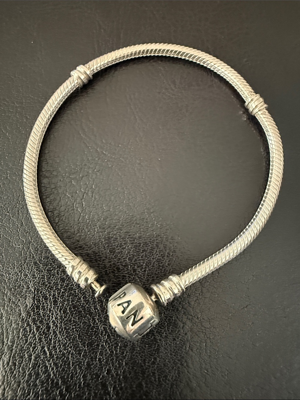 Pandora Silver Snake Chain Bracelet with Logo Clasp